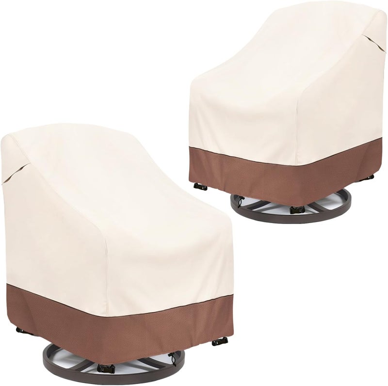 okcool Outdoor Swivel Chair Cover 2 Pack,Outdoor Furniture Patio Chair Covers Waterproof Clearance,(33"W x 35"D x 38.5"H) Outdoor Lawn Patio Furniture Covers,Beige & Brown - Image 1